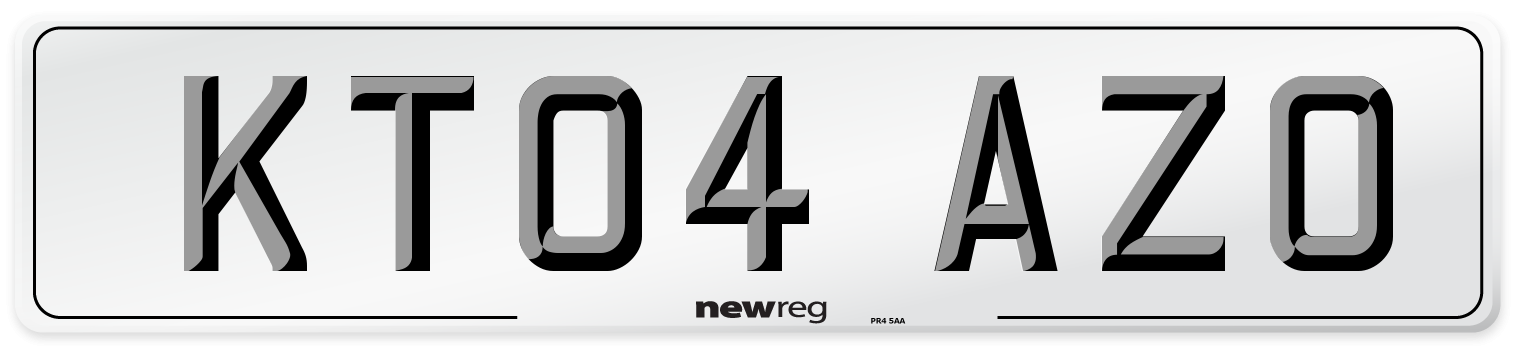 KT04 AZO Number Plate from New Reg